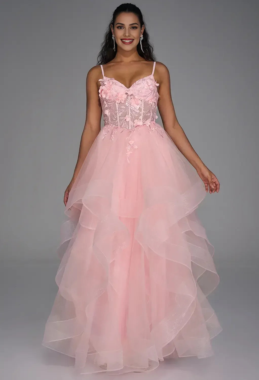A-line V Neck Sleeveless Backless Floor Length Prom Dress