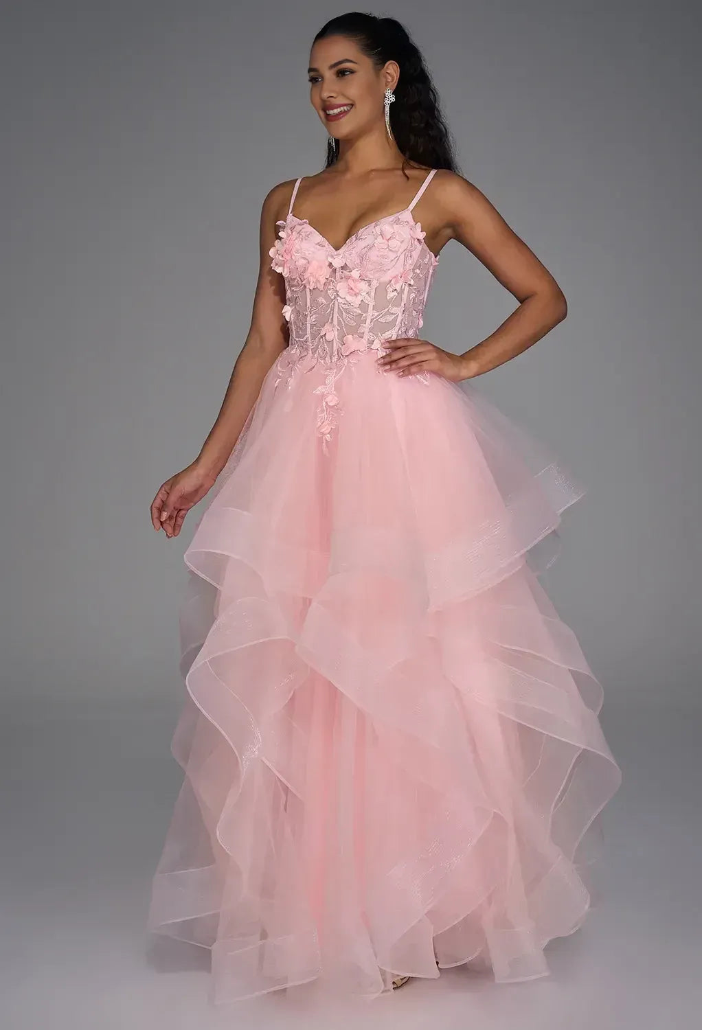 A-line V Neck Sleeveless Backless Floor Length Prom Dress