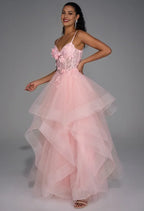 A-line V Neck Sleeveless Backless Floor Length Prom Dress