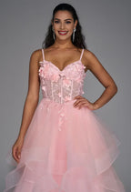 A-line V Neck Sleeveless Backless Floor Length Prom Dress