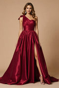 A Line One Shoulder Sleeveless Sweep/Brush Train Prom Dress