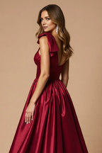 A Line One Shoulder Sleeveless Sweep/Brush Train Prom Dress