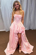 Ball Gown Strapless Corset High Low Prom Gown