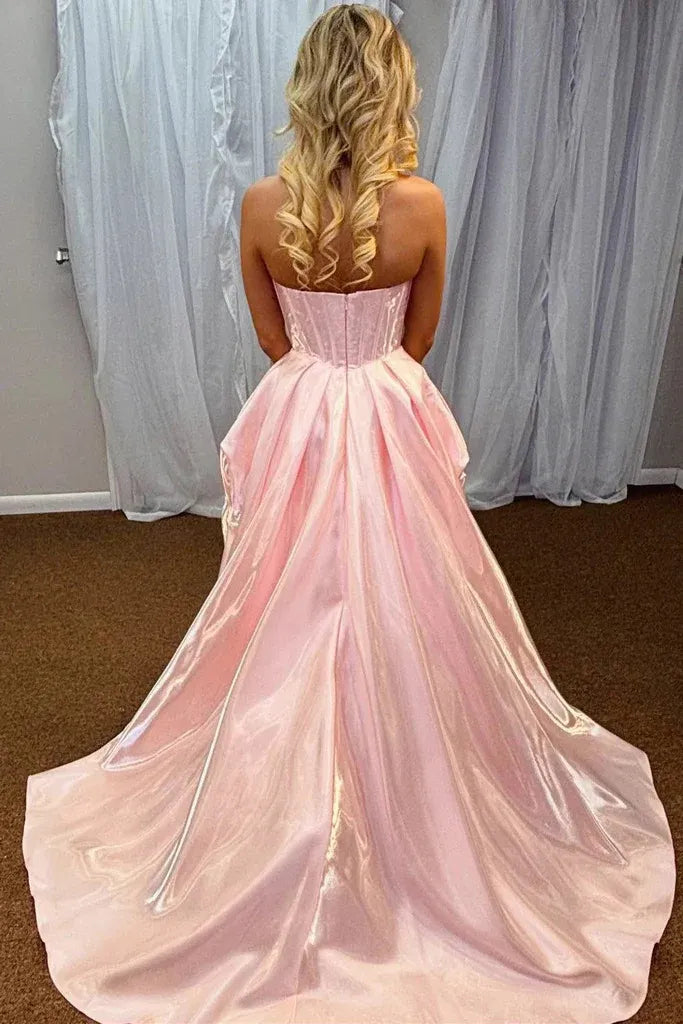 Ball Gown Strapless Corset High Low Prom Gown
