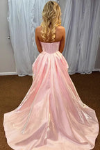Ball Gown Strapless Corset High Low Prom Gown
