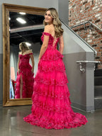 Corset Sleeveless A-Line Tiered Long Prom Dress