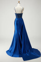 Mermaid Corset Sleeveless Appliqued Floor-Length Prom Dress