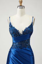 Mermaid Corset Sleeveless Appliqued Floor-Length Prom Dress
