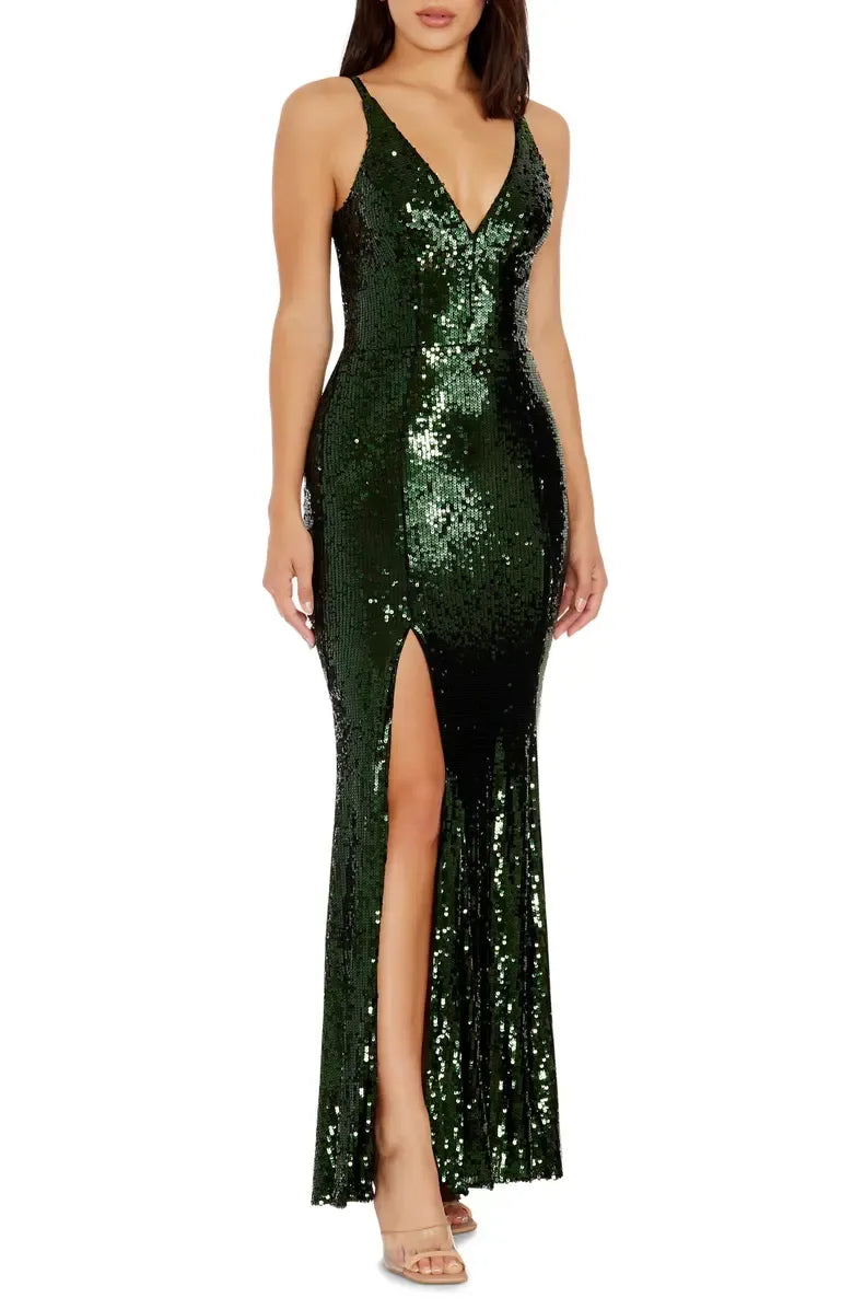 Mermaid Deep V-neck Sleeveless Floor-Length Prom Dress