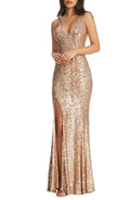 Mermaid Deep V-neck Sleeveless Floor-Length Prom Dress