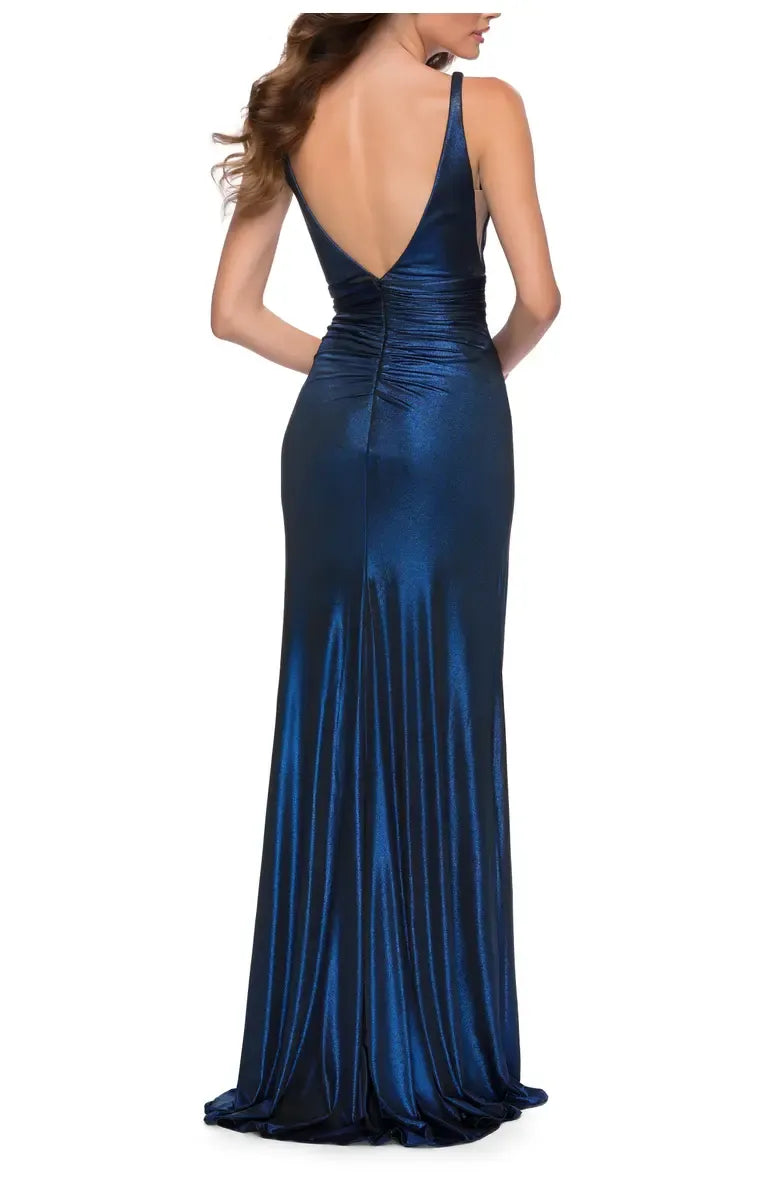 Mermaid Deep V-neck Sleeveless V Back Sweep/Brush Train Prom Dress