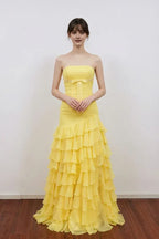 Mermaid Empire Strapless Tiered Ruffle Prom Gown