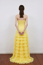 Mermaid Empire Strapless Tiered Ruffle Prom Gown