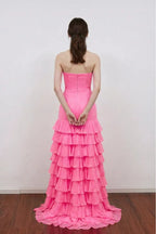 Mermaid Empire Strapless Tiered Ruffle Prom Gown