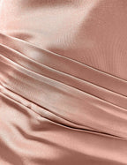 Glamorous Mermaid Halter-Neck Sleeveless Ruched Champagne Floor-Length Prom Dress For Women