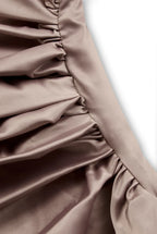 Glamorous Mermaid One Shoulder Ruched Taupe Floor-Length Evening Dresses