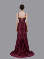 Mermaid Spaghetti Strap Lace-up Embroidered Prom Gown
