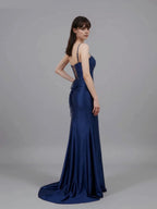 Mermaid Spaghetti Strap Lace-up Embroidered Prom Gown