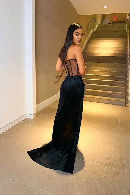 Mermaid Sweetheart Sleeveless Split Sweep Train Prom Dress