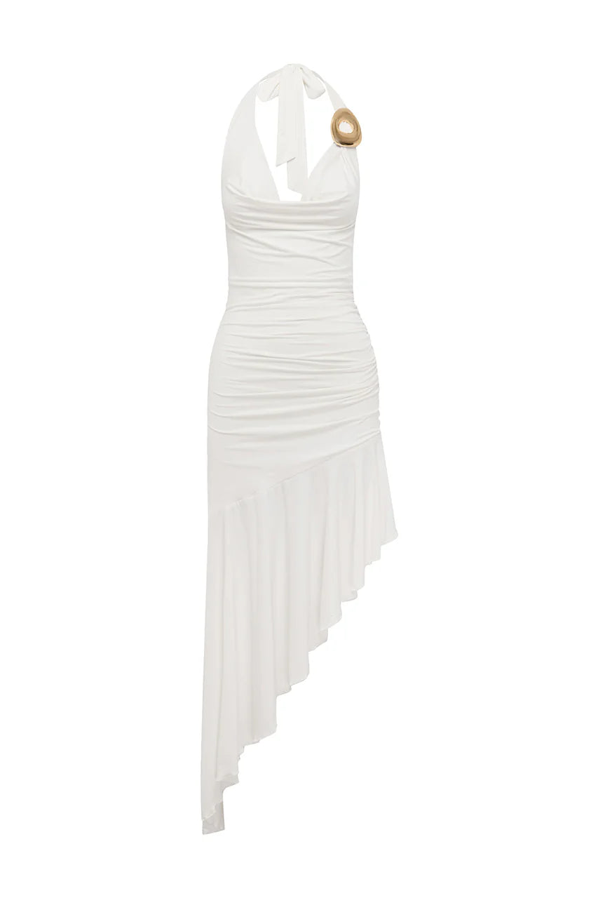 Mermaid/Trumpet Halter Neck Sleeveless Asymmetrical-Length Prom Dress