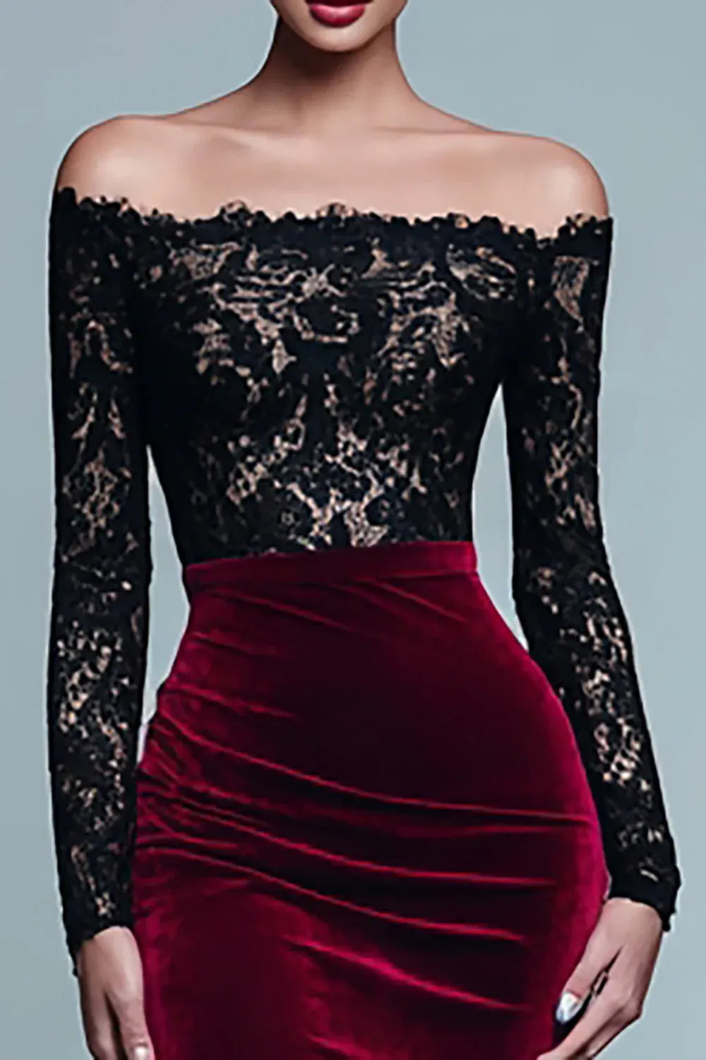 Mermaid/Trumpet Off the Shoulder Long Sleeve Sweep/Brush Train Prom Dress