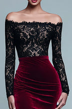Mermaid/Trumpet Off the Shoulder Long Sleeve Sweep/Brush Train Prom Dress