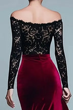 Mermaid/Trumpet Off the Shoulder Long Sleeve Sweep/Brush Train Prom Dress