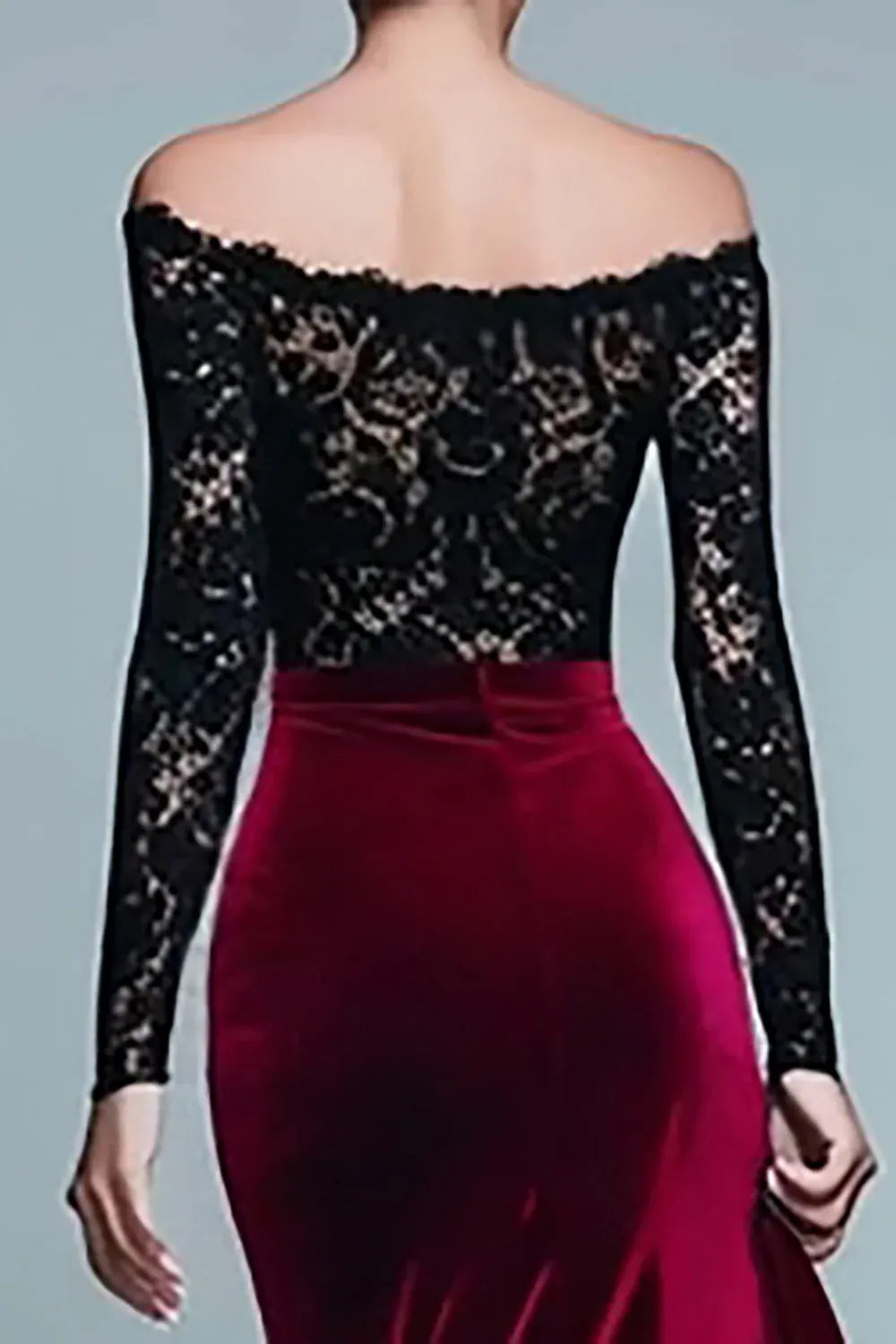 Mermaid/Trumpet Off the Shoulder Long Sleeve Sweep/Brush Train Prom Dress