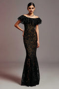 Mermaid/Trumpet Off the Shoulder Ruffles Sleeve Floor-Length Prom Dress
