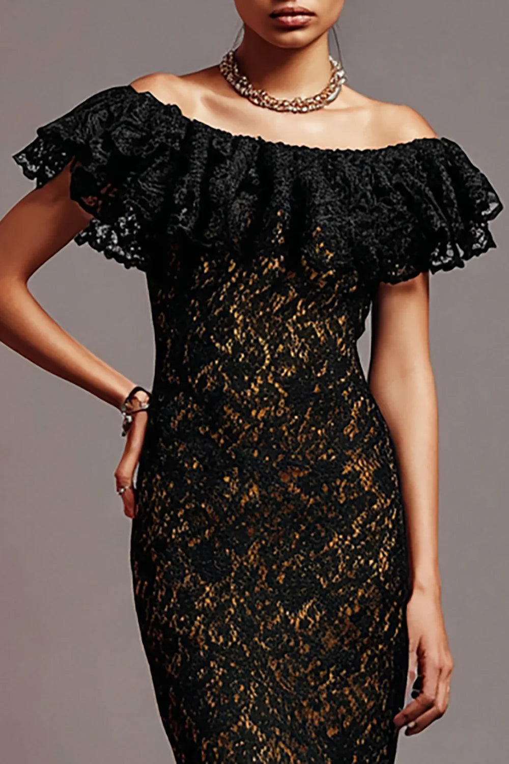 Mermaid/Trumpet Off the Shoulder Ruffles Sleeve Floor-Length Prom Dress
