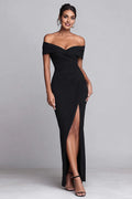 Mermaid/Trumpet Off the Shoulder Sleeveless Slit Floor-Length Prom Dress
