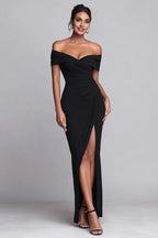 Mermaid/Trumpet Off the Shoulder Sleeveless Slit Floor-Length Prom Dress