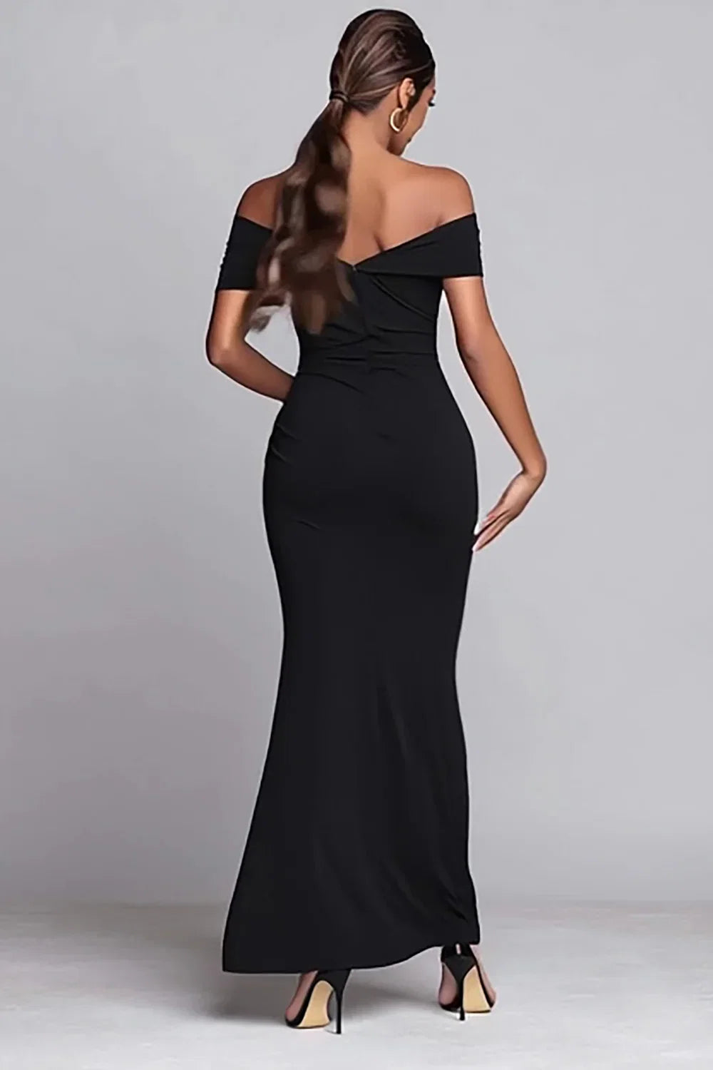 Mermaid/Trumpet Off the Shoulder Sleeveless Slit Floor-Length Prom Dress