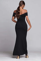 Mermaid/Trumpet Off the Shoulder Sleeveless Slit Floor-Length Prom Dress