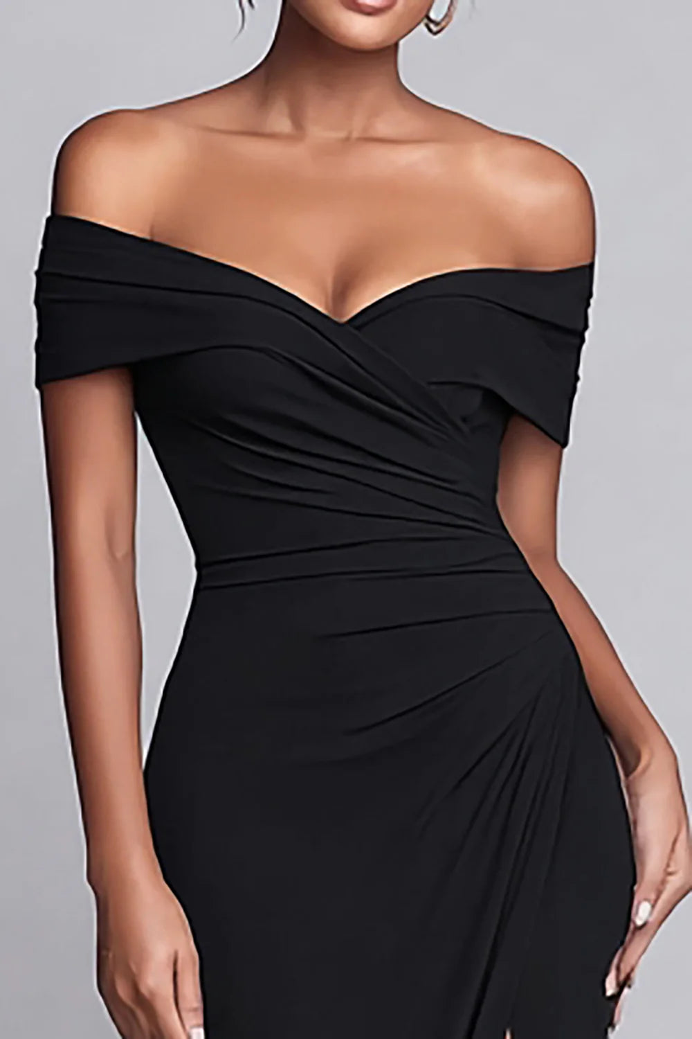 Mermaid/Trumpet Off the Shoulder Sleeveless Slit Floor-Length Prom Dress