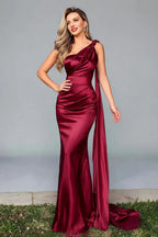 Mermaid/Trumpet One Shoulder Sleeveless Sweep/Brush Train Prom Dress