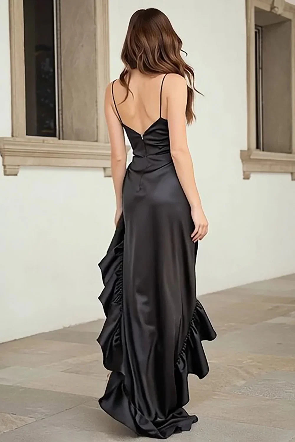 Mermaid/Trumpet Spaghetti Straps Sleeveless Asymmetrical-Length Prom Dress