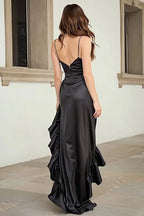 Mermaid/Trumpet Spaghetti Straps Sleeveless Asymmetrical-Length Prom Dress