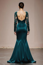 Mermaid/Trumpet Square Neck Sleeves Sweep/Brush Train Prom Dress
