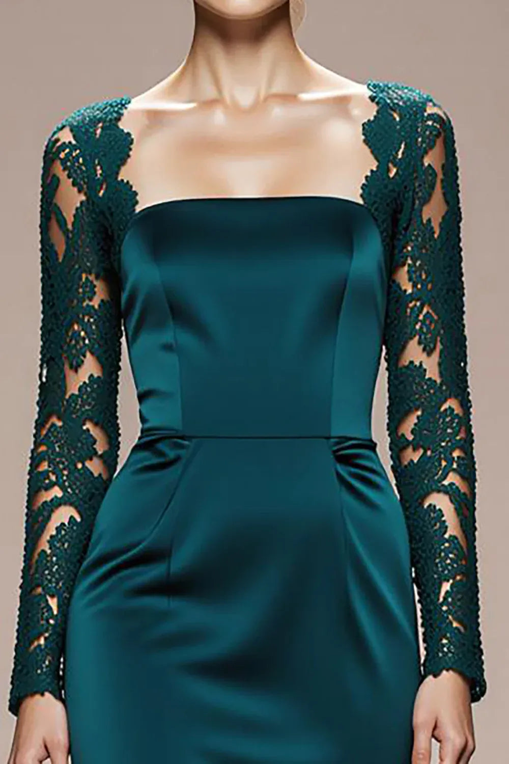 Mermaid/Trumpet Square Neck Sleeves Sweep/Brush Train Prom Dress