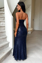 Mermaid/Trumpet Strapless Sleeveless Sequins Floor-Length Prom Dress