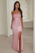 Mermaid/Trumpet Strapless Sleeveless Sequins Floor-Length Prom Dress