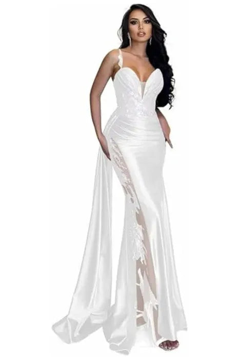 Glamorous Mermaid V-Neck Sleeveless Beaded Teal Maxi Evening Dress for Women Custom