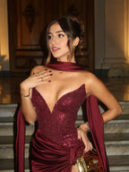 Mermaid V Neck Sleeveless Floor-Length Prom Dress