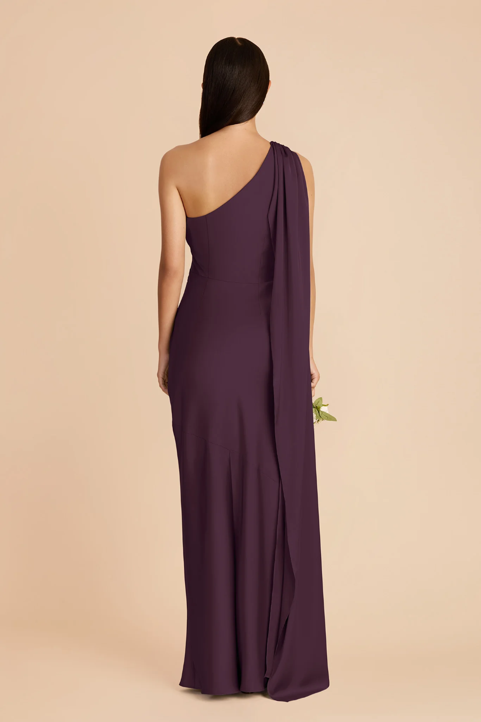Glamorous One-Shoulder Satin Bridesmaid Dress with Convertible Drape, Ruched Bodice and High Slit