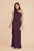 Glamorous One-Shoulder Satin Bridesmaid Dress with Convertible Drape, Ruched Bodice and High Slit