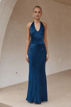 Sheath/Column Halter Neck Sleeveless Floor-Length Prom Dress