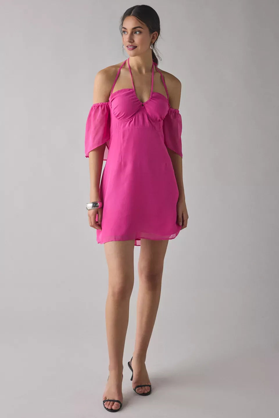 Sheath/Column Off-The-Shoulder Flutter Sleeve Short-Mini Homecoming Dress