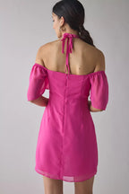 Sheath/Column Off-The-Shoulder Flutter Sleeve Short-Mini Homecoming Dress