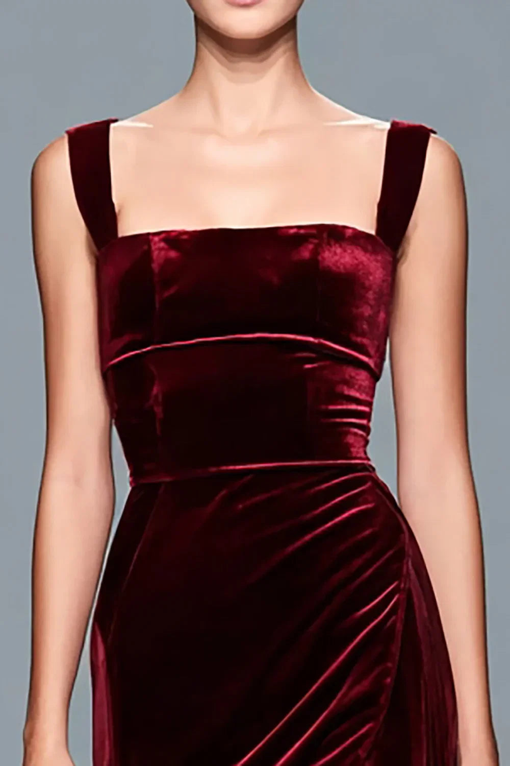 Sheath/Column Square Neck Sleeveless Floor-Length Prom Dress